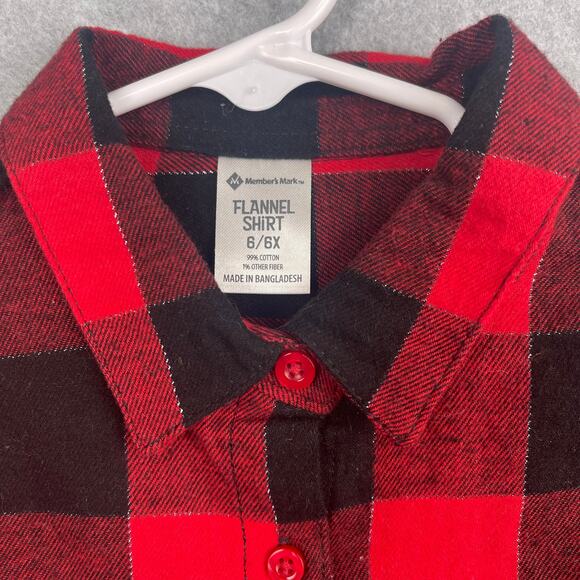 K0036 Member's Mark Kids Red Black Flannel Size 6/6X - Picture 2 of 3